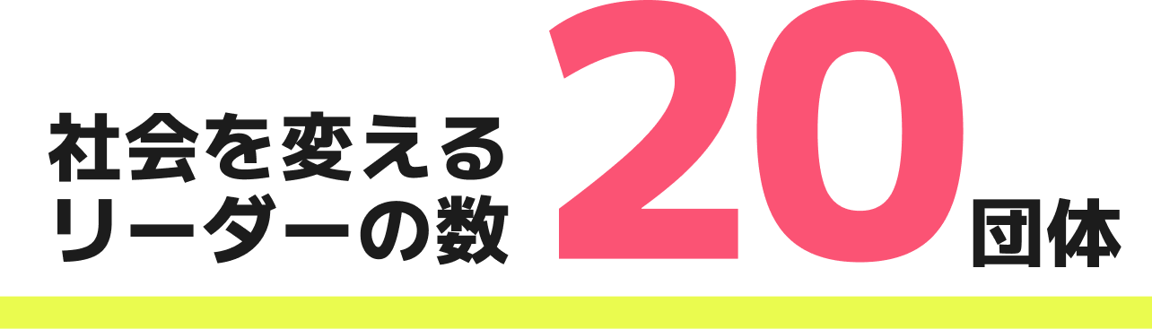 社会を変えるリーダーの数 20 団体